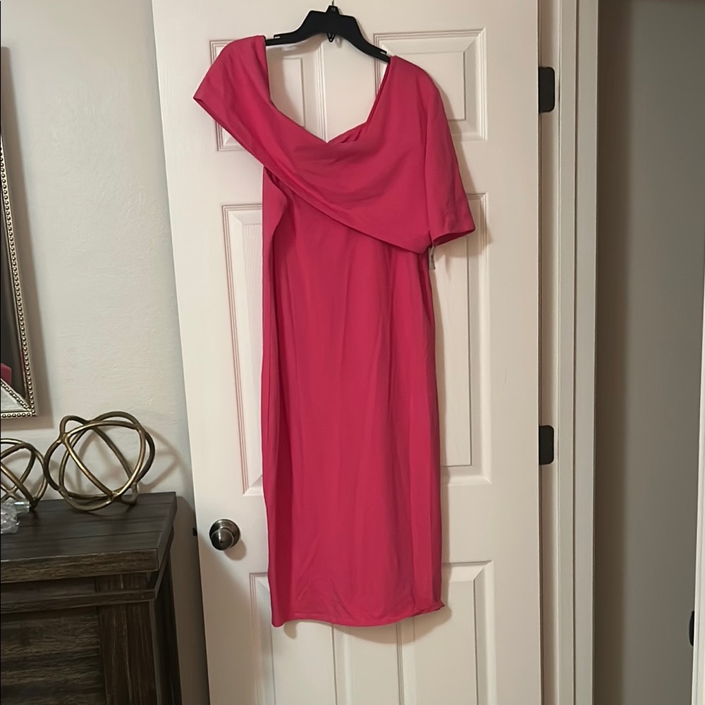 Elegant Pink Off-Shoulder Dress XXL, NWT
